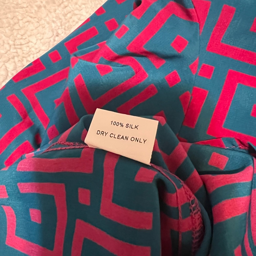 Britt Ryan 100% Silk Geometric Belt Wrap Dress/3/4 Sleeve/NWT/Size XS - Picture 11 of 12